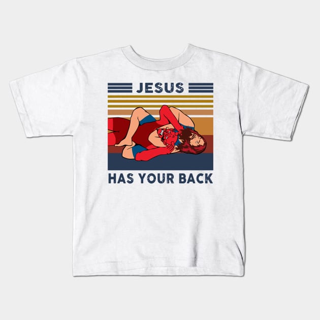 Wrestling Jesus Has Your Back Vintage Kids T-Shirt by Che Tam CHIPS